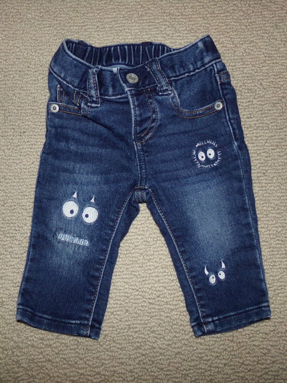 BABY GAP SPOOKY MONSTER DENIM JEANS SZ 3-6M